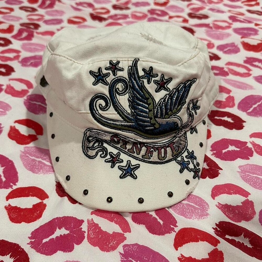 Women's White and Cream Hat